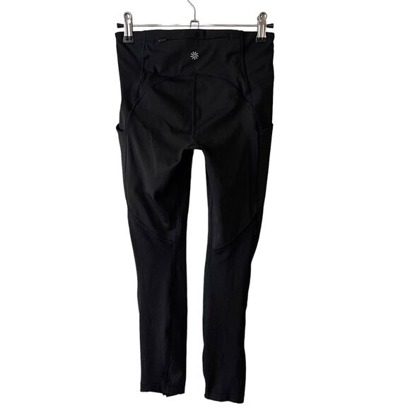 Athleta XS Leggings Ultimate Run 7/8 Tight Black Pockets Workout Stretch - Picture 9 of 10